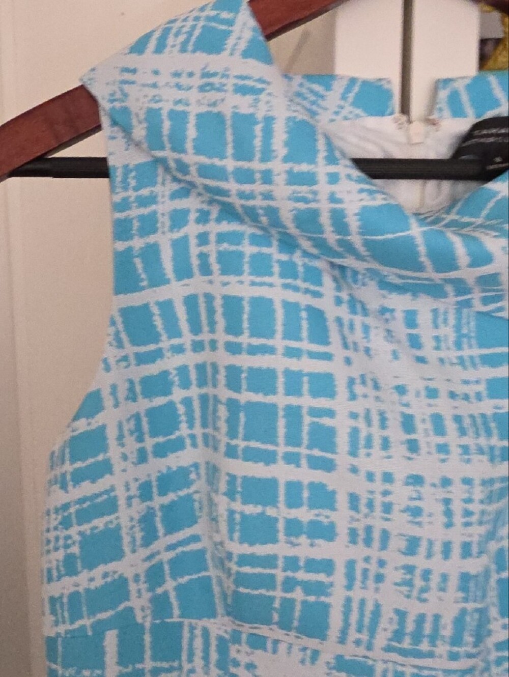 Tahari Aqua and White Plaid Midi Dress - Picture 4 of 10